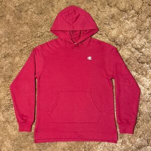 Vintage Champion Reverse Weave Small Logo Hoodie Red Small
